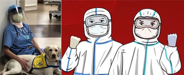 崩溃边缘的医护人员抚摸着服务犬：可以陪陪陪我吗？就一分钟！